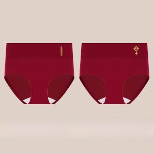 MiiOW | Ladies High Waist Cotton Underwear Antimicrobial Crotch Year Of The Snake Wedding New Year Triangle Panties Red Pure Cotton