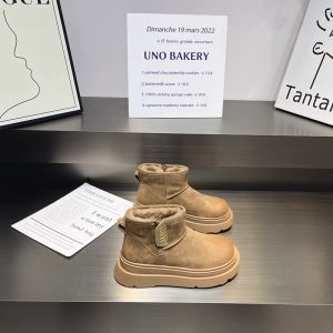 Lamb Velvet Real Leather Snow Boots Womens Thick Bottom Anti-slip Soft Sole Warm Cotton Shoes Casual Short Tube Winter Boots