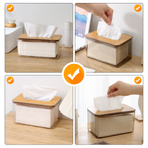 【✅SG stock】Bamboo Tissue Box Holder | Toilet Roll Holder | Tissue Holder | Transparent Tissue Box
