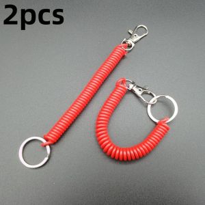 Multifunctional Elastic Retractable Keychain Wrist Spring Spiral Stretchy Lanyard Key Chain Keyring Key Holder For Women Men