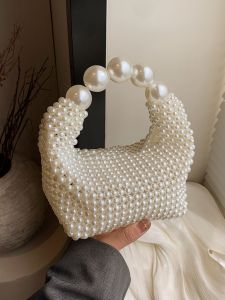 Elegant Pearl Woven Crossbody Bag Womens Handbag Fashionable Unique Design Spring Summer New Style Party Casual Shoulder Bag