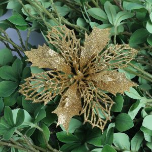 10Pcs 11/16cm Christmas Decoration Glitter Flowers Christmas Tree Pendant for Home Decor Xmas Navidad New Year 2026 Ornaments