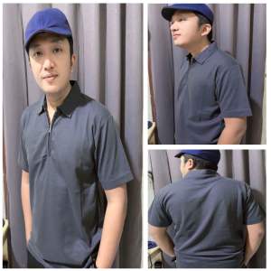 Kaos Polo shirt Baju Kerah Polos Zipper Pria Wanita Lengan Pendek