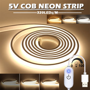 5V COB Neon LED Strip Light 320LEDs/M Flexible Bright Adhesive Tape Light for Decor