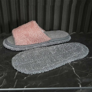 Indoor Floor Cleaning Slippers Dust Removal Matless Mopping Slippers Detachable Washable Fabric Bottom Silent for Wooden Floor