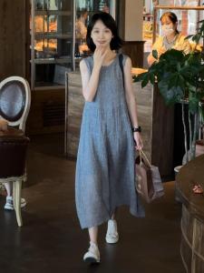 XIUMEI | French Style Pleated Sleeveless Dress Slim Fit