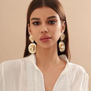 Ingemark Vintage Heavy Metal Geometric Drop Earrings Women Fashion Statement Punk Hanging Piercing Earrings Jewelry Accessories