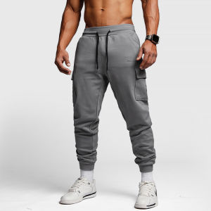 กางเกงกีฬาขายาวทรงหลวมระบายอากาศได้ดีสำหรับฝึกซ้อม Squatting วิ่ง วิ่ง ลำลอง กางเกงขายาวสำหรับผู้ชาย วัสดุผ้าฝ้าย