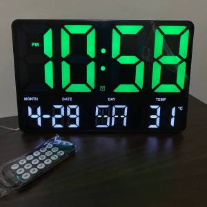 (0717) LED LARGE Display Digits Digital Alarm Clock Wall-Hang & Display Stand With Remote Control