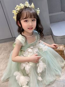 Princess Style Fairy Dress for Girls Summer Fashionable Childrens Clothing Puffy Skirt Baby Flower Fairy Costume Short Sleeve