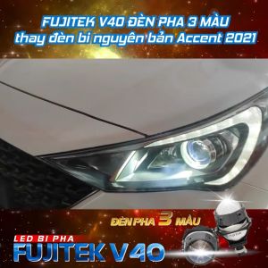 Bi LED cos pha Fujitek V40 với 3 chế độ màu chân zen xoáy phù hợp cho oto xe máy