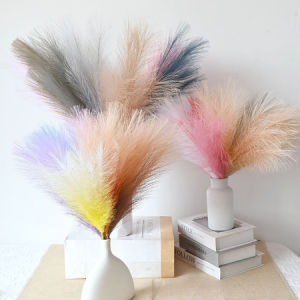 1pcs 55cm Gradient Color Artificial Pampas Grass Decor Fake Reed Simulation Flower Reed for Wedding Party Home Garden DIY Fake Plant Decoration