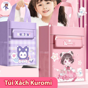 Túi Đựng Sách Kuromi / Bé Dâu Chống Thấm Nước Dung Tích Lớn Thiết Kế Dễ Thương Dùng Đi Học / Chơi