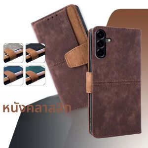 กระเป๋าสตางค์โลหะหัวเข็มขัดหนังสําหรับ Samsung Galaxy A56 A36 A26 A16 A06 A55 A35 A25 A15 A54 A34 A24 ช่องใส่การ์ด