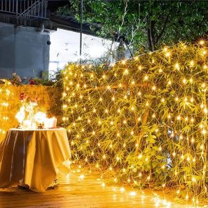 LED Net Mesh String Lights Christmas Decoration Window Curtain Fairy Light Wedding Party Garden Mesh Lights For Weddings EU Plug