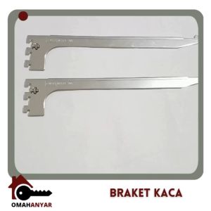 Daun Braket Kaca Rak Kaca tempel Dinding Tembok uk 25cm 1 pasang 2bj