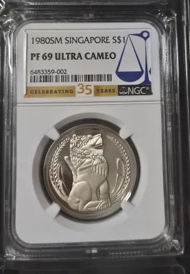 Singapore $1 Merlion Silver Proof Coins - NGC Graded