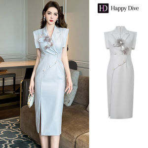 Happy Diva เดรสผู้หญิง เดรสสีเทา เดรสสูท เดรสแขนกุด เดรสทำงาน เดรสไฮโซ เดรสวินเทจ เดรสออกงาน เดรสปาร์ตี้ ชุดราตรี 50897