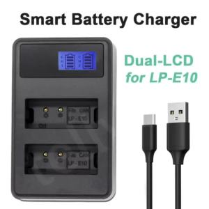 Dual-Slot Single-Lens Reflex Camera Battery Charger NP-FZ100 LP-E10 LP-E8 LP-E6 LCD Display Suitable for Canon SONY Etc