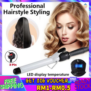 【Malaysia Spot Sale】32mm Professional Hair Curler Iron Ceramic Tourmaline Curl Wand Barrel Curling Wand Iron for Long & Short Hair 卷发棒