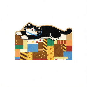 YUNHAOBUYI | Cartoon Retro Cat Shaped Slip-Resistant Wash-Free PVC Trimable Door Mat