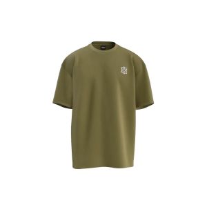 Kaos Oversize Coklat Khaki Gold Monogram Logo Motif T-Shirt