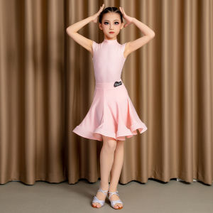 Bộ Trang Phục Khiêu Vũ Latin Mùa Hè Mới Cho Trẻ Em Nữ Chuyên Nghiệp Không Tay Hở Vai Váy Khiêu Vũ Thi Đấu