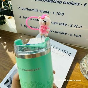 Stanley Large Caliber 10mm Summer Bear Egg Flower Creative Heat Resistant Silicone Straw Dust Cap Bear Egg Flower Straw Cap