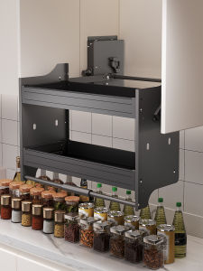 Luban Ingenuity Wall Cupboard Adjustable Pull-out Basket Drop-down Kitchen Cabinet Aluminum Alloy Damping Buffer Open Door Double Layer