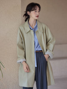 plus Size Womens Cotton Jacket Long Sleeve Polo Collar Single Button Closure Casual Mid-Length Spring Autumn New Style