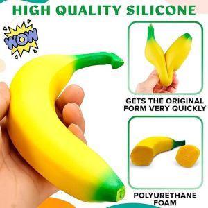 37cm Giant Slow Rising Banana Squishy Toy Super Soft TPE Stress Relief Fidget Toy Realistic Fruit Squeeze Toy Anti Anxiety Sensory Toy Gift for Teens Adults