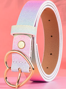 Pink Belt for Girls Primary School Uniform Skirt Military Training High School Junior Middle School Students PU Leather Belt