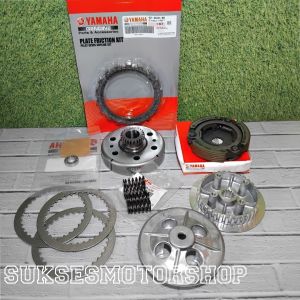 Paket RUBAHAN kopling komplit motor yamaha vega zr jupiter z new 115 robot vega RR (21t) lonceng mangkok kampas ganda assy kampas kopling set kaki 4 + lawan jupiter mx old plat besi gesek dan bearing 6901 per kopling smash asli