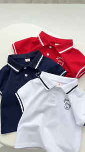 Set bộ polo tay ngắn cổ bo dệt họa tiết gấu kèm quần short kaki bé trai 1 tới 7 tuổi BERNIE P0225A38