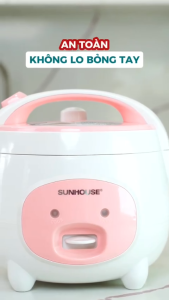 NỒI CƠM ĐIỆN 1.8L SUNHOUSE SHD8607W - Công suất 700W Phù hợp 4-6 người ăn nấu cơm siêu nhanh