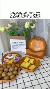 10/20ชิ้น จานไม้พลาสติกทรงสี่เหลี่ยม / จานไม้ดีไซน์ / ถาดขนมและของว่างพร้อมชาม จานอาหาร / เครื่องใช้บนโต๊ะอาหารในครัว