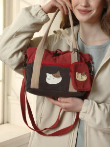 Hikosen Cara (Japan) | Kawaii Cat Style Hand Shoulder Bag Canvas