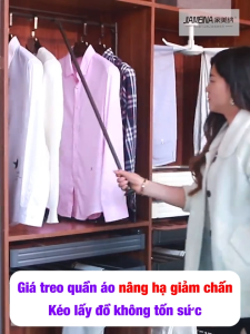Giá treo quần áo nâng hạ có trợ lực - giúp kéo lấy đồ không tốn sức