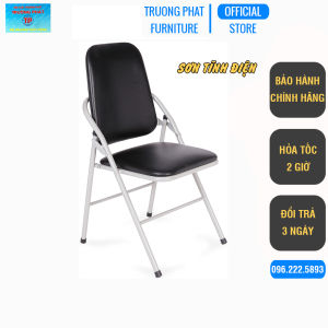 Ghế gấp văn phòng lưng cao màu đen Trường Phát G04s ghế xếp khung sắt sơn tĩnh điện đệm bọc pvc êm ái gấp gọn dễ dàng tiết kiệm không gian