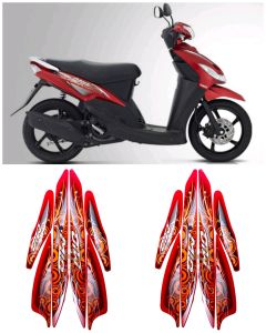 Stiker Striping Lis Les Body Motor Yamaha Mio Smile 2011 Merah Standar Full Set