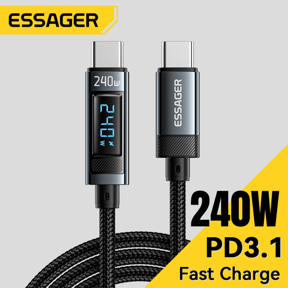 Essager PD 240W Super Fast Charging Type-C Cable Quick Charge PD 3.1 Type C Cable 5A For iPhone16 15 Xiaomi Redmi Black Shark HUAWEI Mate 60 Pro Oneplus Samsung Honor OPPO VIVO C-C Wire