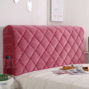 New 2025 Bed Headboard Cover Dustproof Thickened Soft Plush Arc Shape Universal Bed Backrest Cover Simple Style Home Fabric