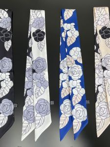 Summer New Style Small Silk Scarf Korean Fashion Hair Ties Womens Accessories Floral Pattern Decorative Long Thin Neck Scarf