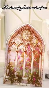 12 pcs Stained-glass Window Series Large Size PET Sticker DIY Junk Journal Scrapbook Diary Mobile Collage Decorative Stickers