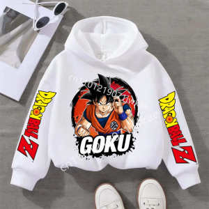 Bandai | Cartoon Pattern Clothes Clothing Kids Gift Dragon Ball Thick Hoodies for Children Goku Anime Sweatshirt Boys Girls Hoodie