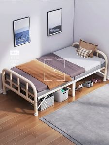 Foldable Bed with Frame Single Double Bed/Bed Frame with Topper/Ready To Use/Simple Portable/Local Stock