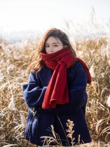 Pure Color Knitted Scarf Womens Winter Warm Soft Comfortable Korean Style Red Yarn Neck Warmer Versatile Gift for Men And Women