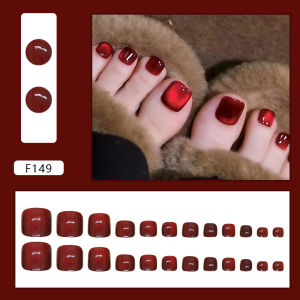 Removable Cat Eye Toe Nail Stickers Summer White Enhancing High End Luxury Red Color Fake Nails Beauty Tools from China