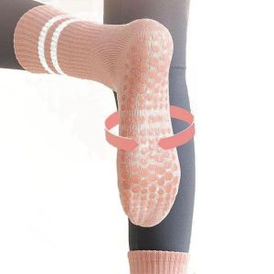 1 Pairs Yoga Socks Mid Tube Double Bar Striped Socks Anti Slip Dance Sports Breathable Socks Fitness Pilates Cotton Socks