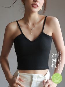 TONERCE | Removable Pad V-Neck Thin Strap Beauty Back Vest for Women Cotton